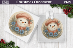 Snowman Floral Ornament | Christmas Ornament Sublimation Product Image 1