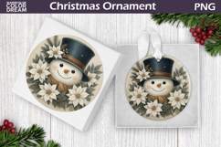 Snowman Floral Ornament | Christmas Ornament Sublimation Product Image 1