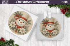 Snowman Floral Ornament | Christmas Ornament Sublimation Product Image 1