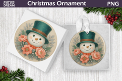 Snowman Floral Ornament | Christmas Ornament Sublimation Product Image 1