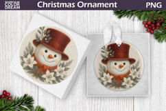 Snowman Floral Ornament | Christmas Ornament Sublimation Product Image 1