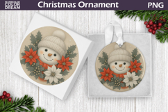 Snowman Floral Ornament | Christmas Ornament Sublimation Product Image 1