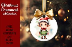 Christmas elf Ornament Sublimation, Round Ornament Png Product Image 2