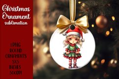 Christmas elf Ornament Sublimation, Round Ornament Png Product Image 4