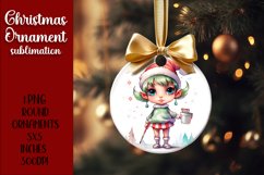 Christmas elf Ornament Sublimation, Round Ornament Png Product Image 7