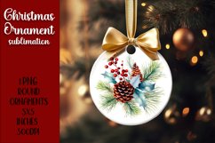 Watercolor Christmas Flowers Ornament Sublimation Design PNG Product Image 1