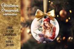 Christmas Ornaments Children reading a book| Sublimation Product Image 1