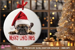 Christmas French Bulldog png, Peeking French bulldog png Product Image 1