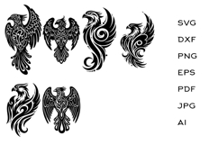 Majestic Eagle Bird 6 Intricate Tribal Tattoos Product Image 1