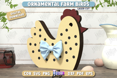 Ornamental Farm Birds Shelf Sitters Laser Cut, Farmhouse SVG Product Image 3