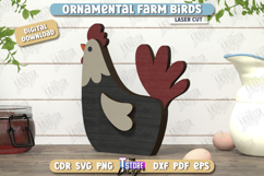 Ornamental Farm Birds Shelf Sitters Laser Cut, Farmhouse SVG Product Image 12