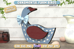 Ornamental Farm Birds Shelf Sitters Laser Cut, Farmhouse SVG Product Image 4