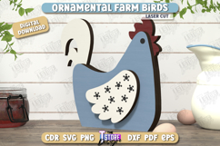 Ornamental Farm Birds Shelf Sitters Laser Cut, Farmhouse SVG Product Image 8