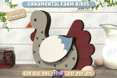 Ornamental Farm Birds Shelf Sitters Laser Cut, Farmhouse SVG Product Image 10