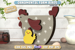 Ornamental Farm Birds Shelf Sitters Laser Cut, Farmhouse SVG Product Image 11