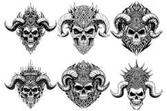 8 Ornamental horned skull tribal tattoo design Product Image 2