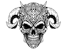8 Ornamental horned skull tribal tattoo design Product Image 3