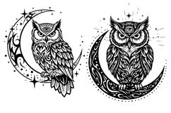 10 Enchanted Moon Owl Tattoo Product Image 3