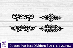 ornamental text divider set-floral-decorative dividers-text separator-text ending lines-element