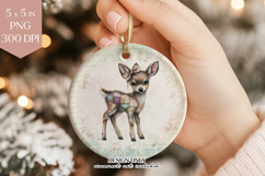 Patchwork Fawn Christmas Ornament PNG Product Image 1