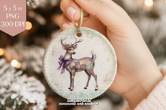 Lavender Patchwork Deer Ornament PNG Product Image 1
