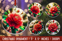3D Christmas Ornament Sublimation Design, Round Ornament Png Product Image 1