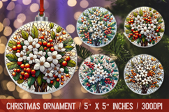 3D Christmas Ornament Sublimation Design, Round Ornament Png Product Image 1