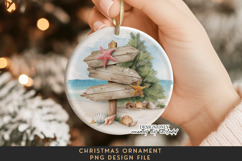 Beach Christmas Ornament Sublimation PNG Keepsake Product Image 1