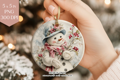 Winter Snowman Sublimation Ornament PNG Product Image 1