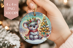 Christmas Koala Sublimation PNG - Cute Animal Ornament Art Product Image 1