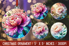 3D Christmas Ornament Sublimation Design, Round Ornament Png Product Image 1