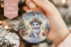 Christmas Kitten Sublimation PNG - Cute Cat Ornament File Product Image 1