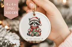 Cute Baby Raccoon Christmas Ornament Sublimation PNG Product Image 1