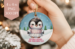 Baby Girl Penguin PNG, Editable Winter Ornament Clipart Product Image 1