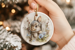Vintage Bunny Ornament Sublimation Design Product Image 1