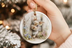 Shabby Chic Bunny Ornament Sublimation Product Image 1