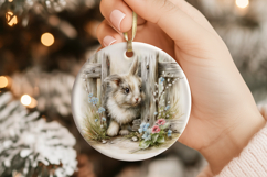 Rustic Garden Bunny Ornament Sublimation Product Image 1