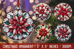 3D Christmas Ornament Sublimation Design, Round Ornament Png Product Image 1