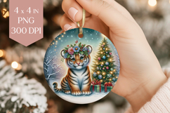 Christmas Tiger Sublimation PNG - Cute Cub Ornament Art Product Image 1