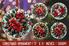 3D Christmas Ornament Sublimation Design, Round Ornament Png Product Image 1