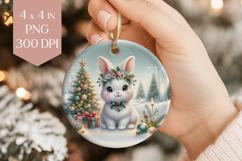 Christmas Bunny Sublimation PNG - Cute Ornament Design Product Image 1