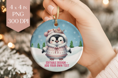 Pink Penguin Princess PNG, Baby Girl Christmas Ornament Product Image 1