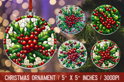 3D Christmas Ornament Sublimation Design, Round Ornament Png Product Image 1