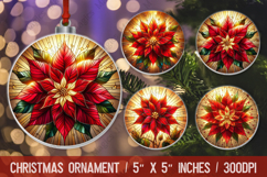 3D Christmas Ornament Sublimation Design, Round Ornament Png Product Image 1