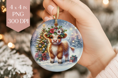 Highland Cow Sublimation PNG - Cute Calf Ornament File Product Image 1