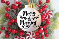 2025 Our First Christmas Ornament SVG, Merry and Married PNG Product Image 1