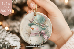 Watercolor Snowman Ornament Design PNG Product Image 1