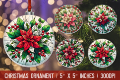 3D Christmas Ornament Sublimation Design, Round Ornament Png Product Image 1