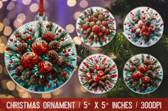 3D Christmas Ornament Sublimation Design, Round Ornament Png Product Image 1