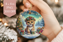 Christmas Lion Cub Sublimation PNG - Cute Safari Ornament Product Image 1